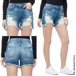 Good American Bombshell High Rise Denim Cutoff Shorts 2/26 Blue 153 100% Cotton